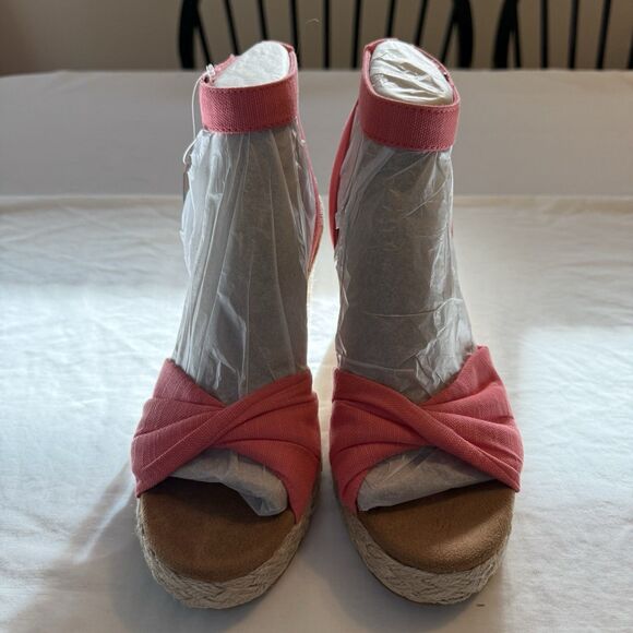NWT In Box Marisela Toms Wedge Slubby Woven Sandal Size 7.5 Shell Pink - Picture 2 of 9